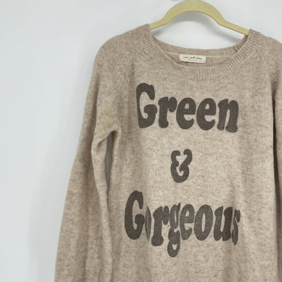 New York Story tan “Green and Gorgeous” sweater - Picture 6 of 11
